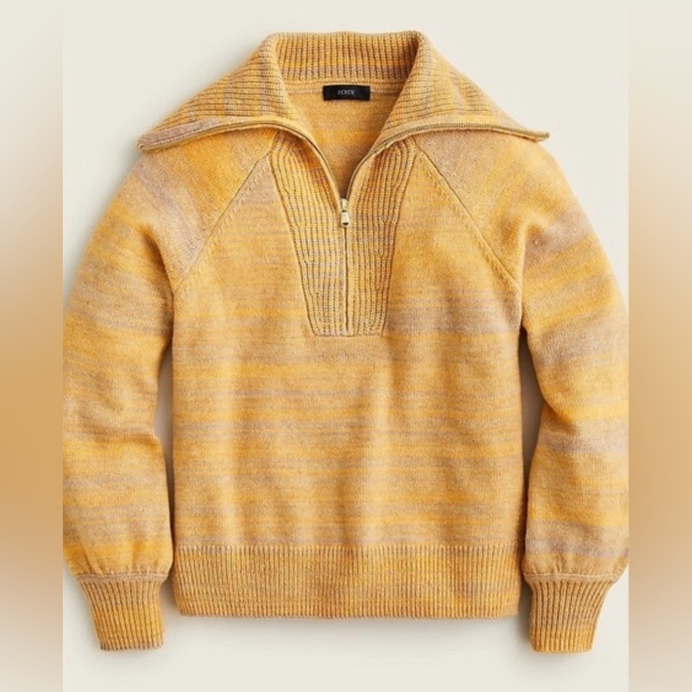 J. Crew Space-dyed Italian Wool Blend 1/4 Zip-Up Sweater - XS